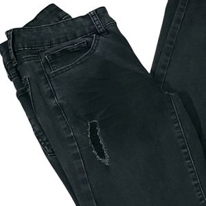 Jeans, Black, Distressed